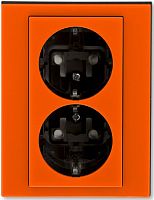 Розетка с заземлением ABB EPJ Levit 1-м. 2 мод. шторки оранжевый/дымчатый черный картинка